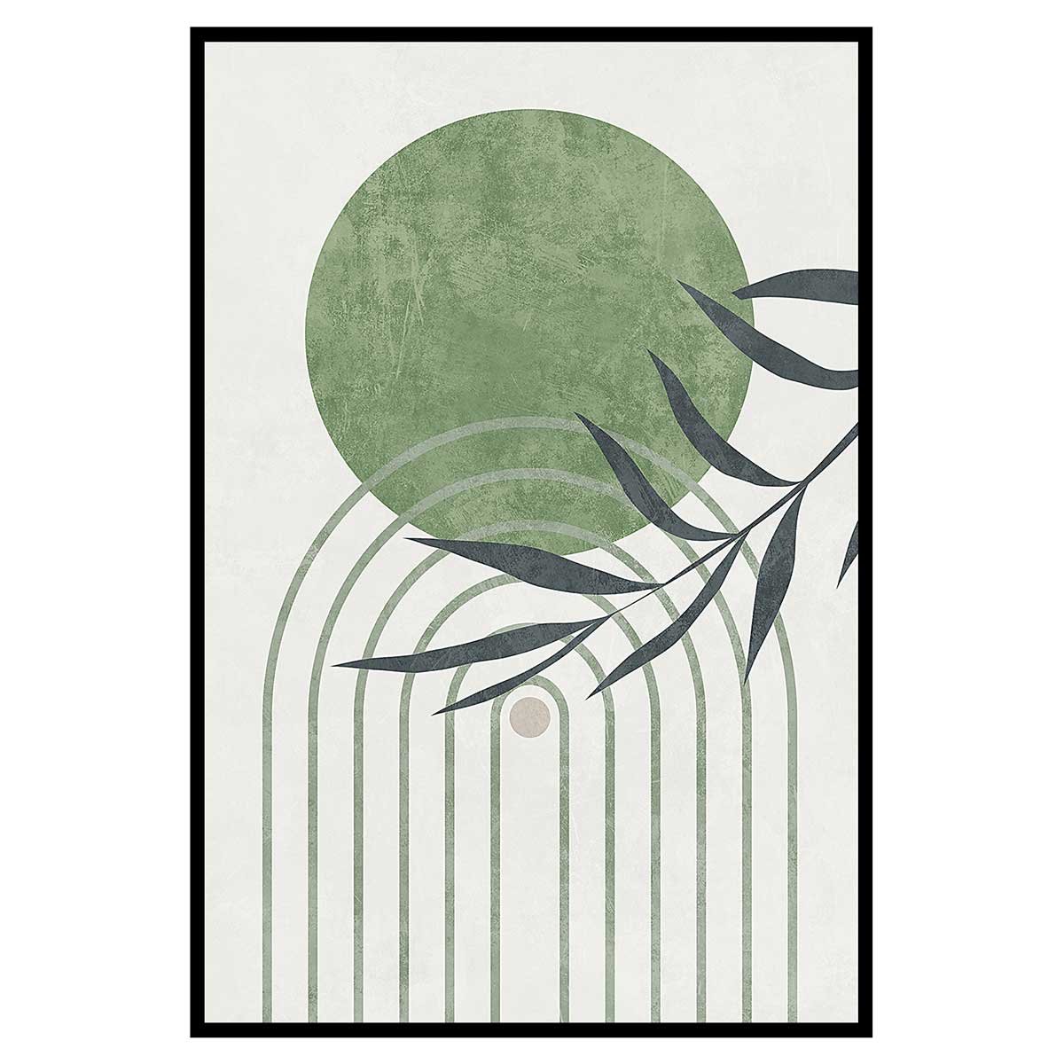Affiche encadrée abstraction végétale moderne affiche + cadre en métal - noir, HEXOA