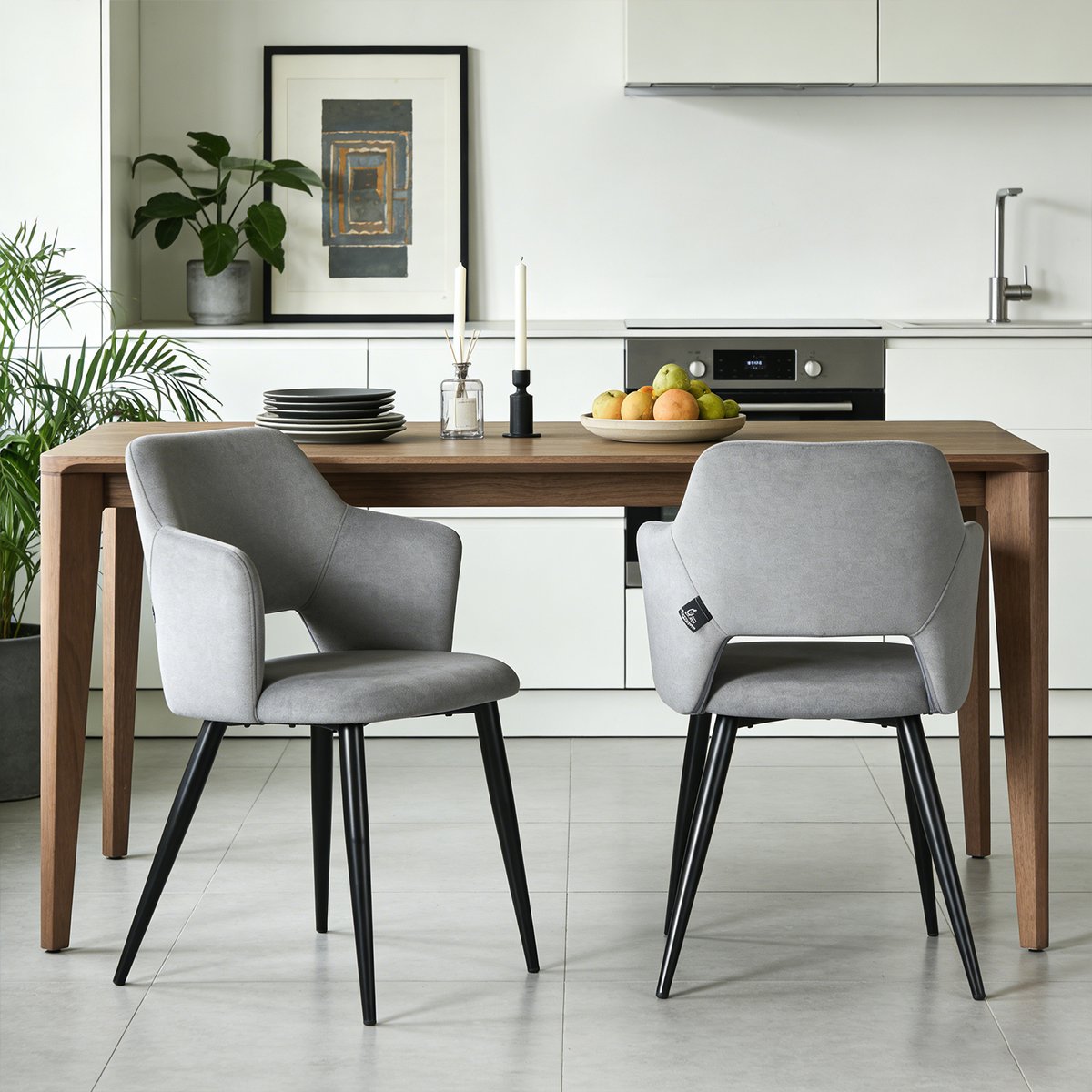 Lot de 2 chaises de salle à manger style scandinaves, AKANJINEW gris, MEUBLES COSY