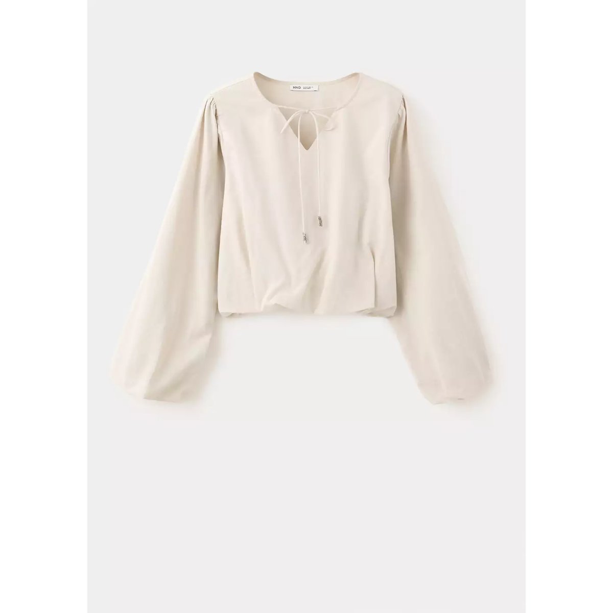 Chiffon blouse with bow beige, MANGO TEEN