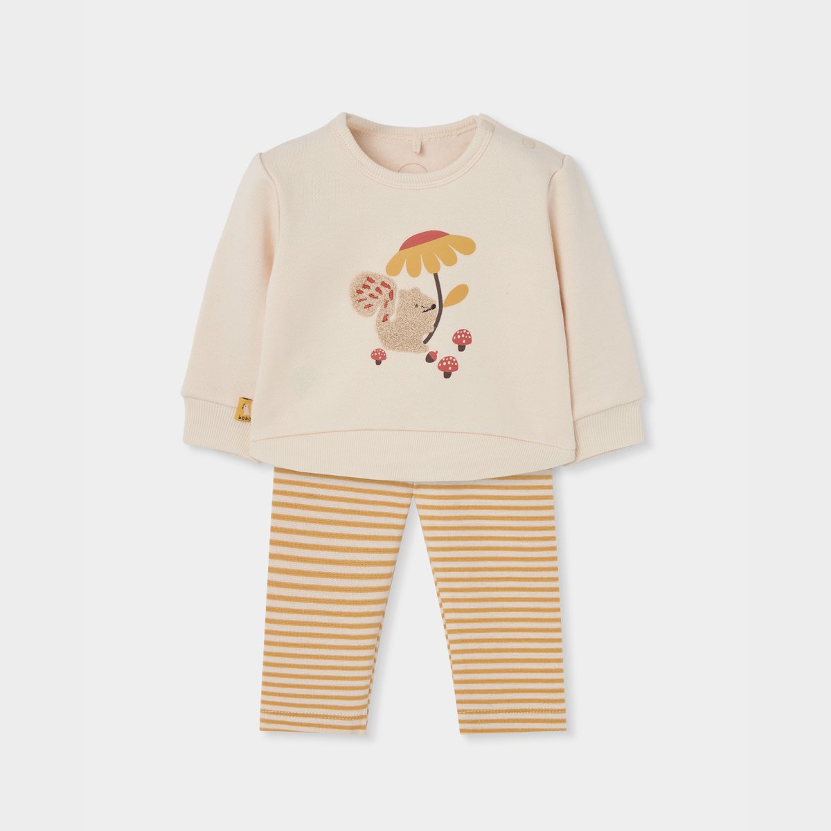 Ensemble bébé fille en maille brodé écureuil blanc, BOBOLI