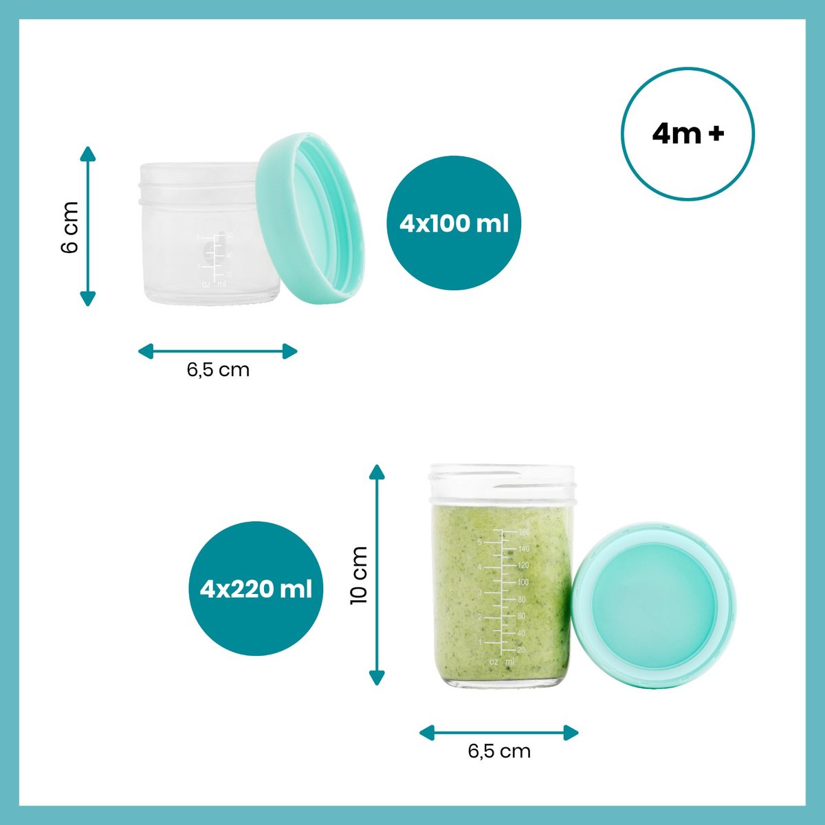 Pots de conservation en verre et livre de recettes transparent, BABYMOOV