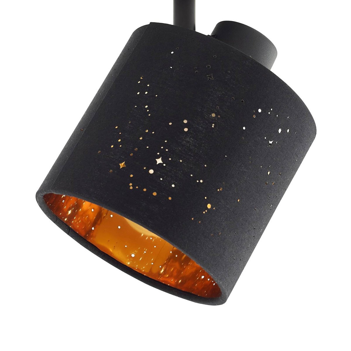 Plafonnier en textile moderne, Vasilia noir, or, LINDBY