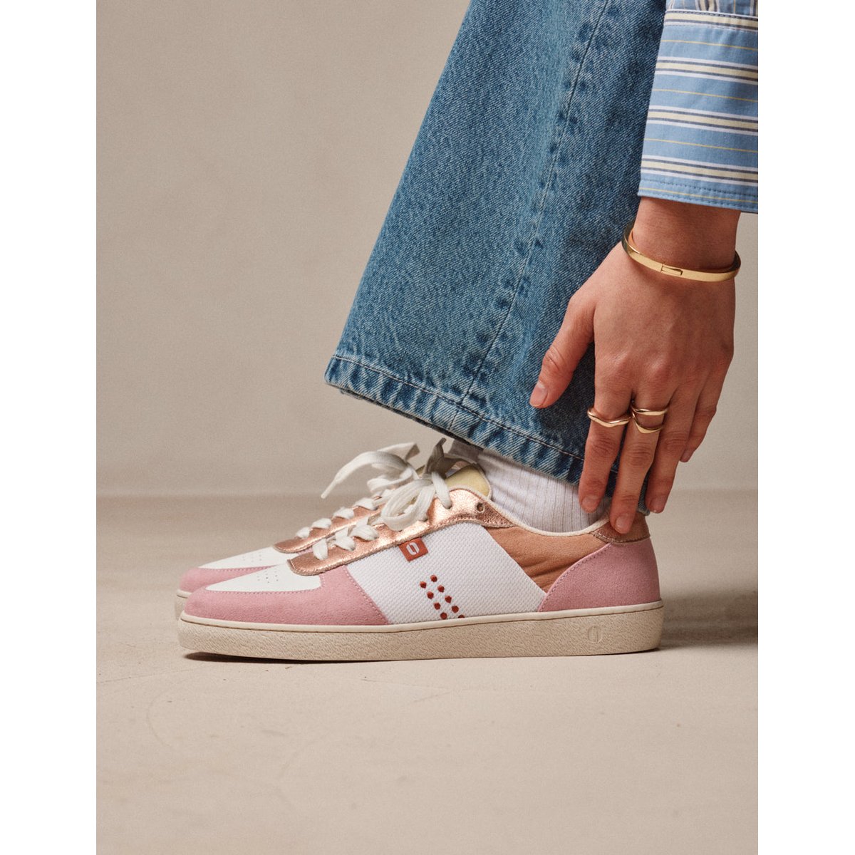 Baskets basses MARIE rose blanc, ODAJE