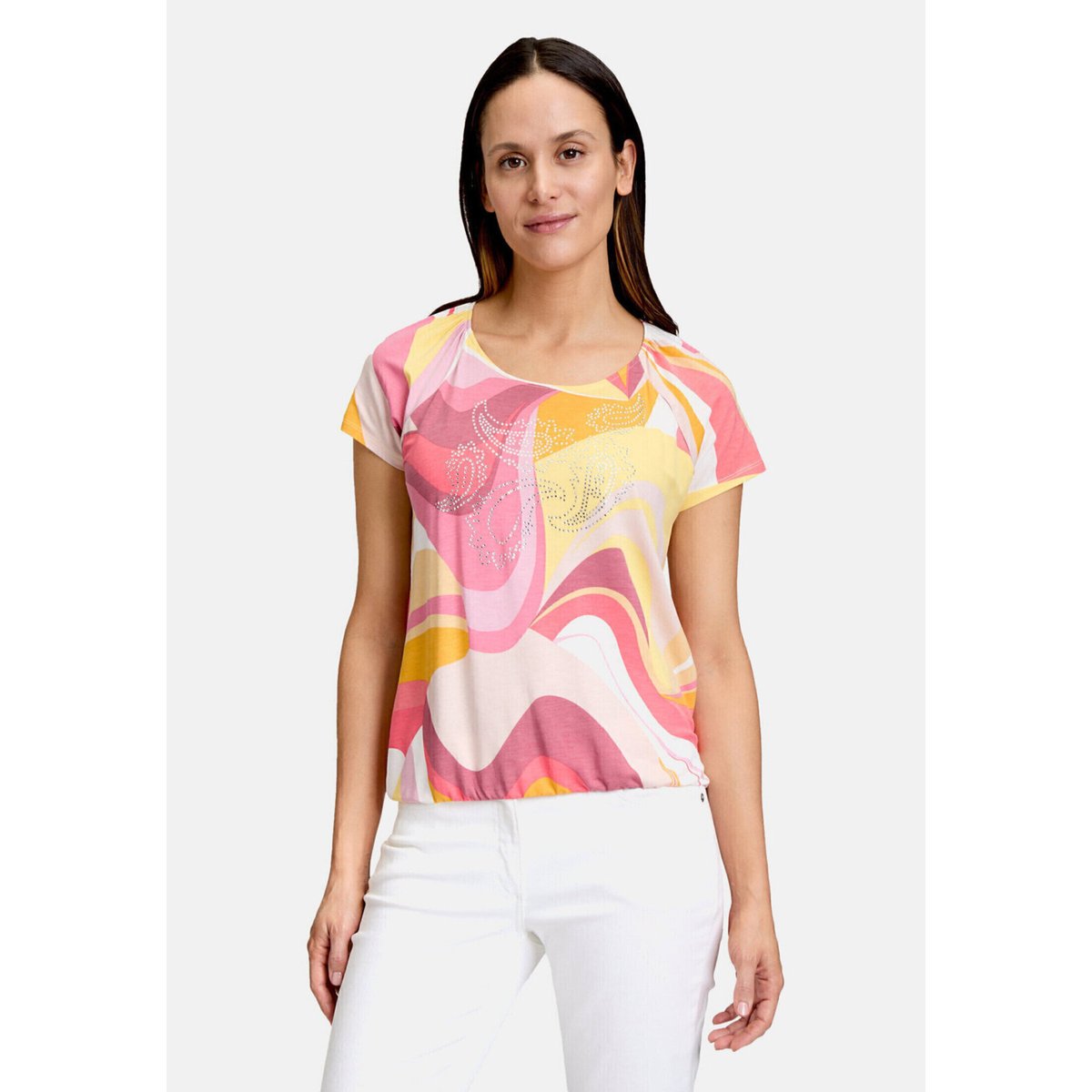 Haut imprimé à élastique rosé/yellow, BETTY BARCLAY