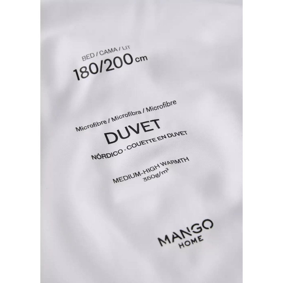 Couette microfibre 350g/m2 lit 180/200 cm blanc, MANGO HOME