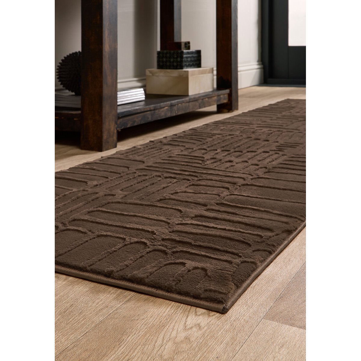 Pathway Abstract Style Runner Rug chocolate, ORIGIN