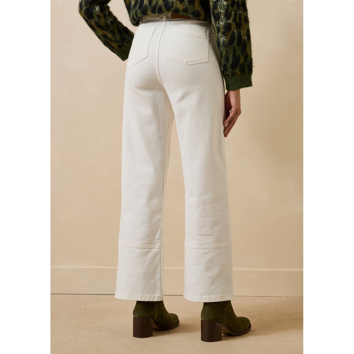 Jean droit taille haute en coton biologique blanc, LA FEE MARABOUTEE