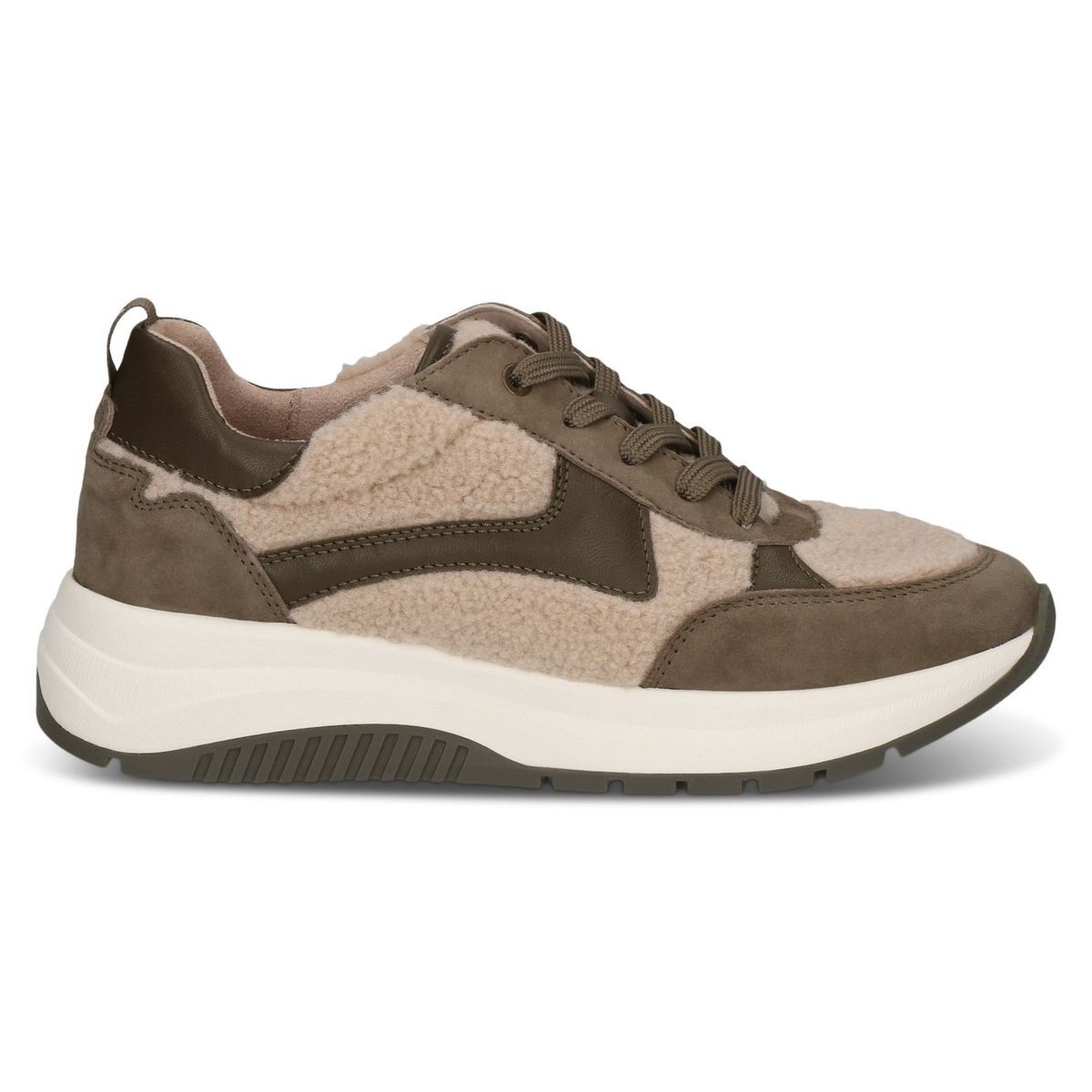 Basket en cuir vert pâle combiné, CAPRICE