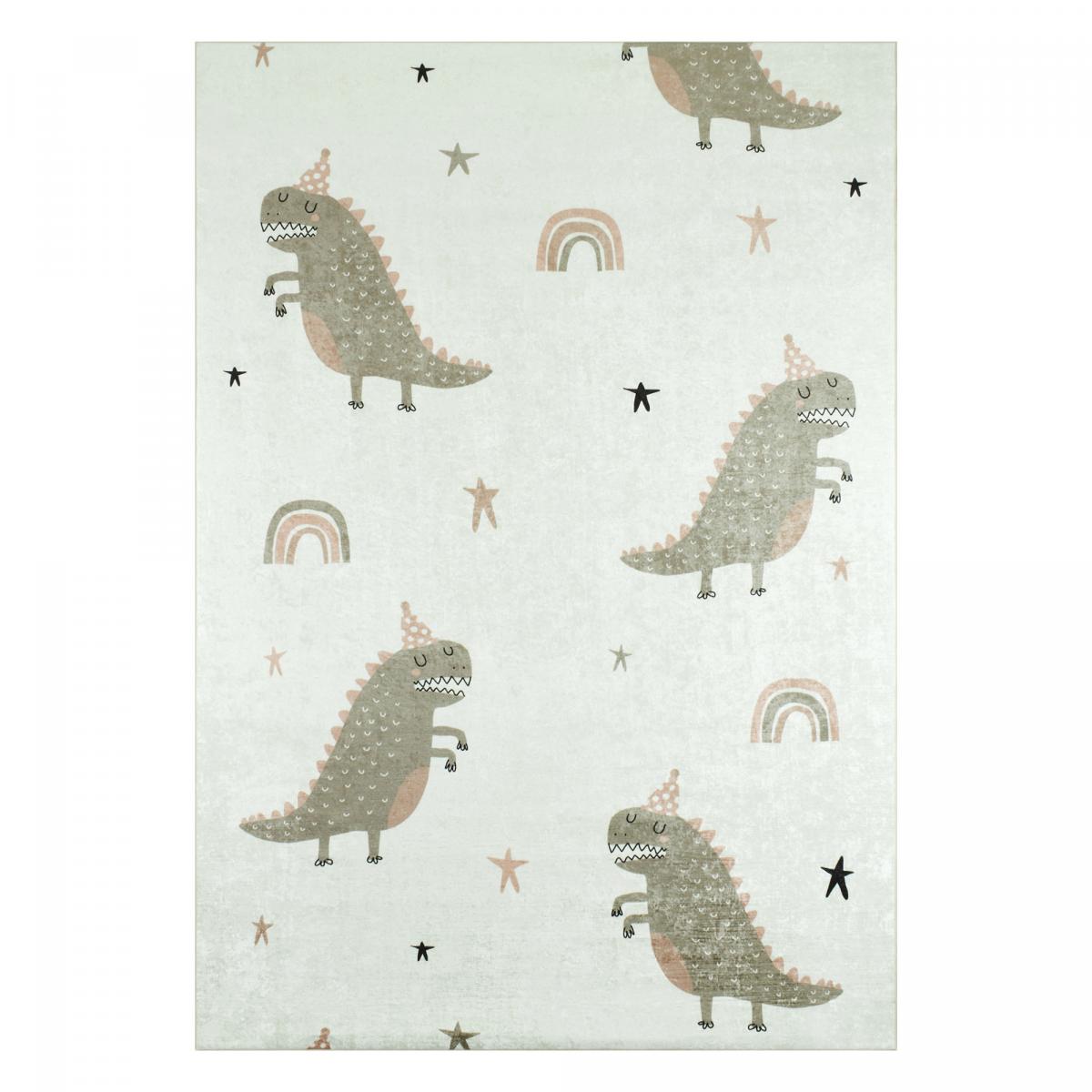 Tapis enfant tissé MONSTRO vert, crème, UN AMOUR DE TAPIS