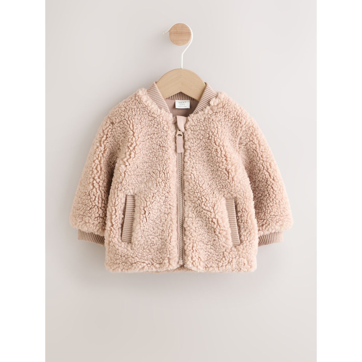 Veste hello bear bébé en peau lainée marron, NEXT