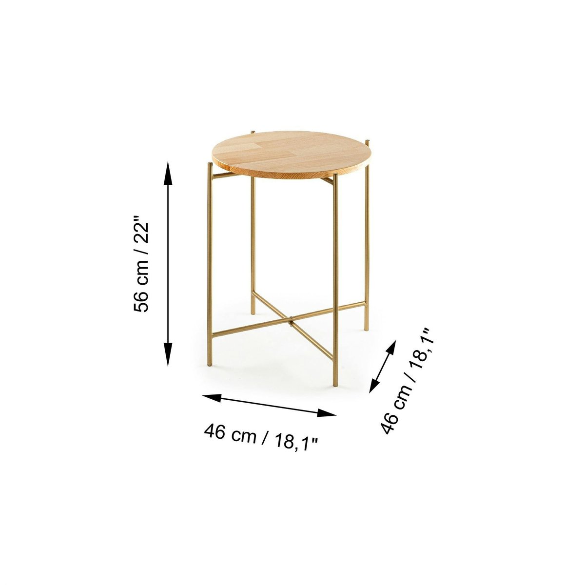 Bout de canapé rond bois et métal JENA doré, PIER IMPORT