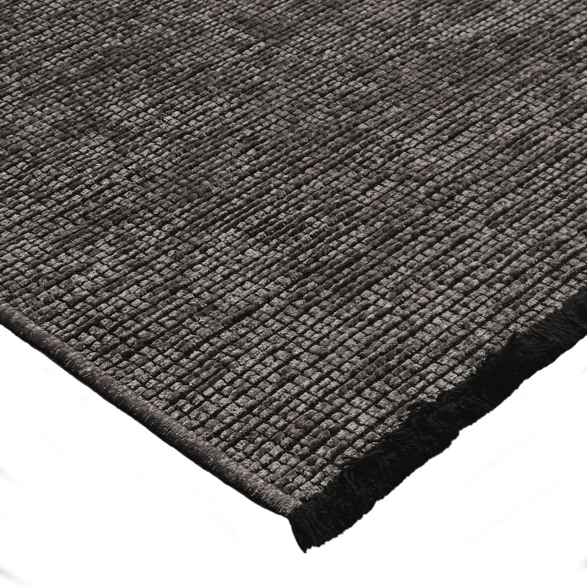 Tapis salon tissé plat coton dos antidérapant MILANO anthracite, THE DECO FACTORY