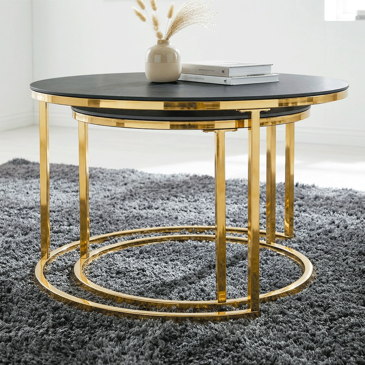 Set de tables basses rondes en céramique - BUBBLE anthracite, MATHI DESIGN