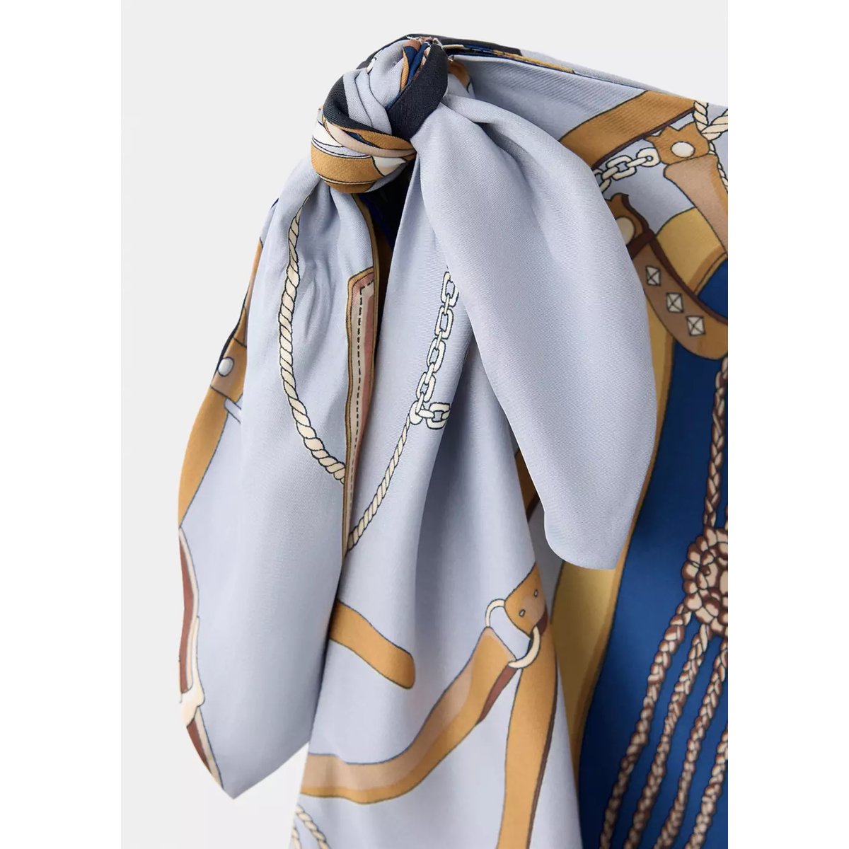 Robe asymétrique imprimée bleu ciel, MANGO