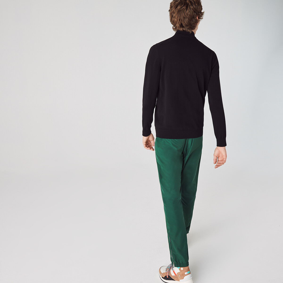 Cardigan mit Stehkragen und Reissverschluss, Baumwolle schwarz, LACOSTE