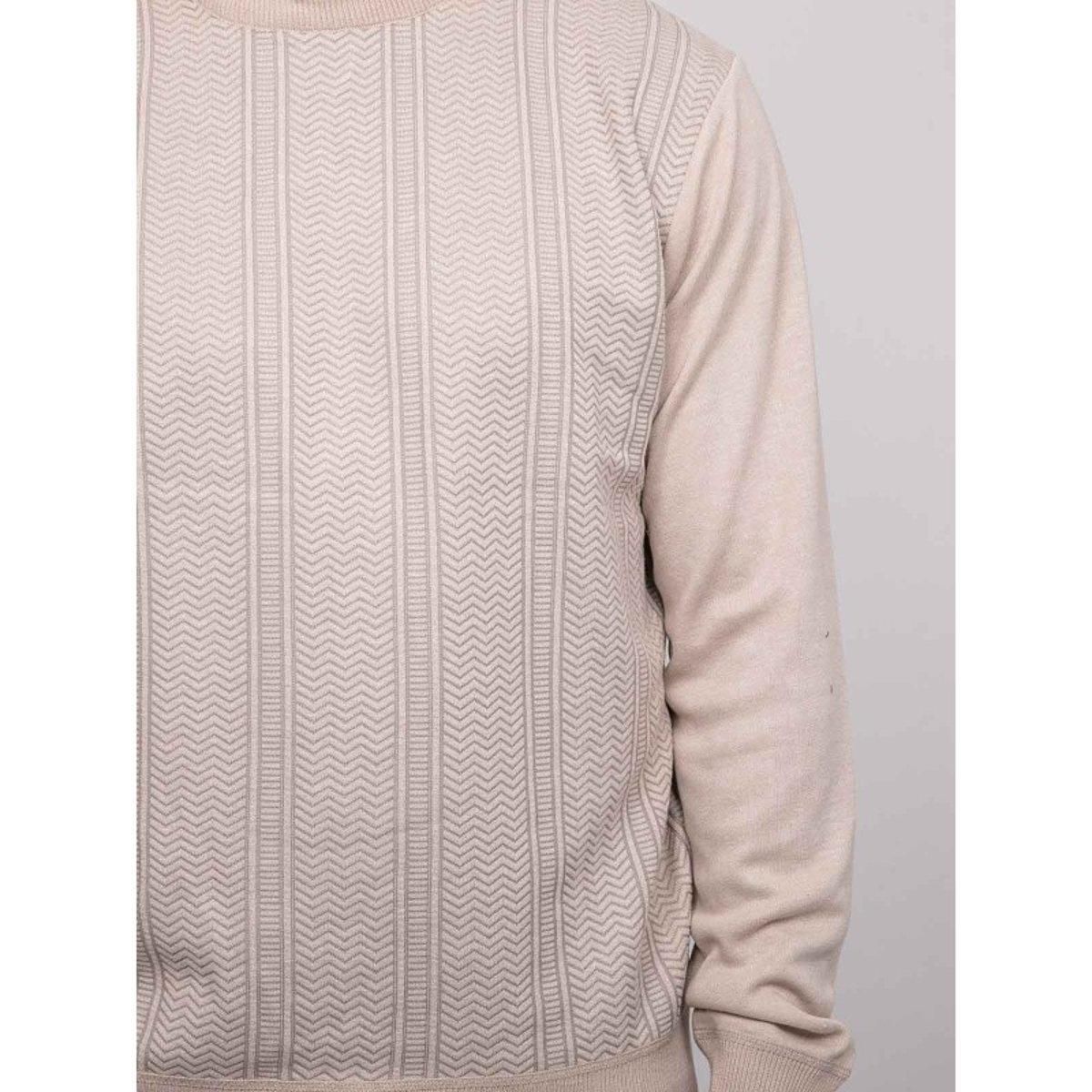 Pull Fin Col Rond Jacquard Loranch beige, RITCHIE