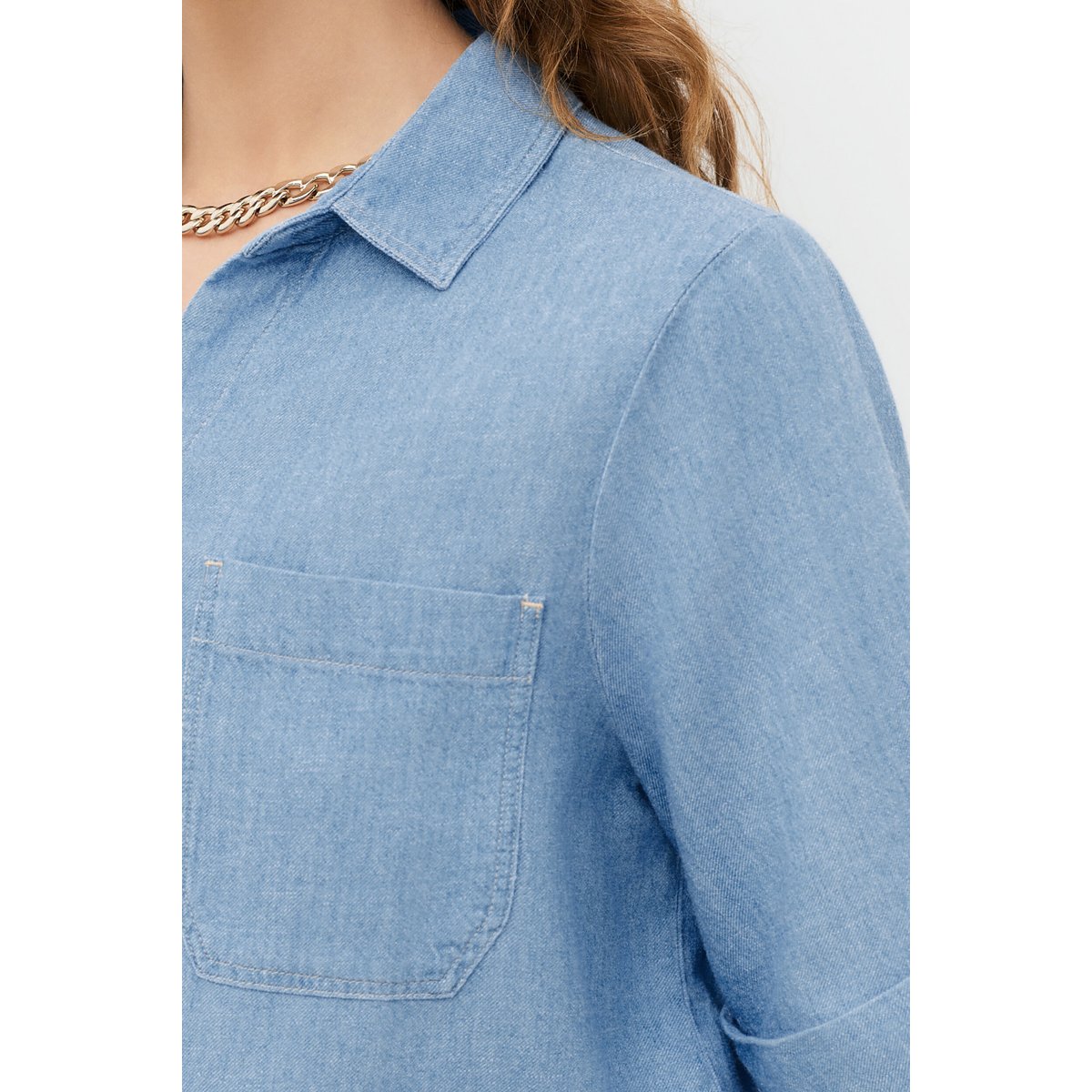 Chemise droite en lin CARRIS denim baby bleu, CAROLL