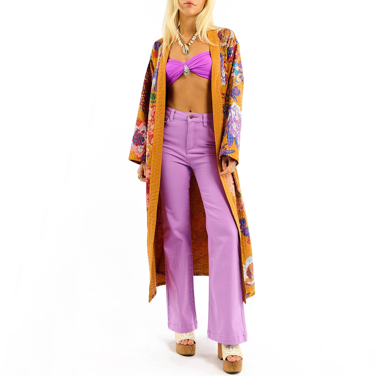 Kimono motif floral TOMMY jaune, WILD