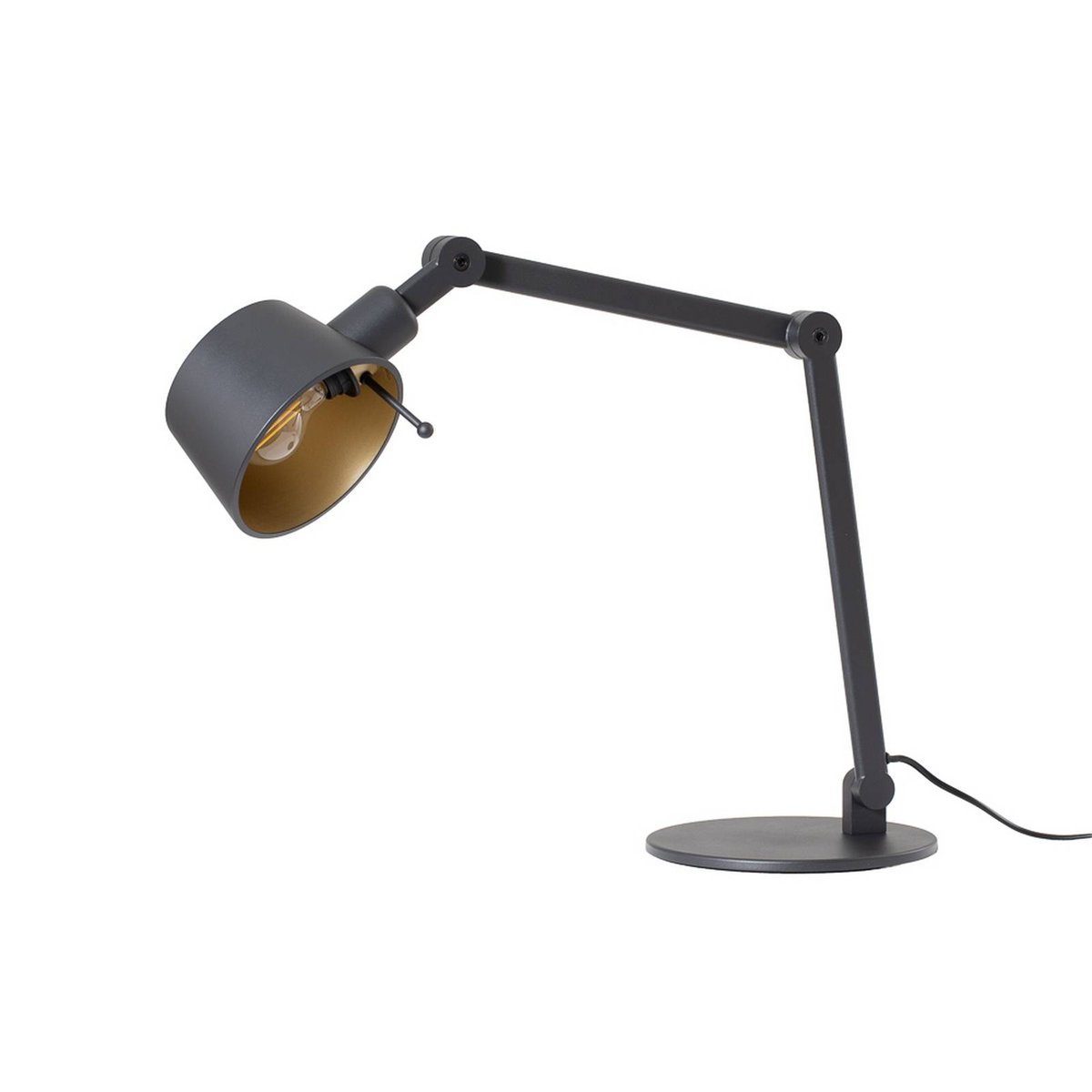 Lampe à poser en métal moderne, Silka noir, doré, LUCANDE