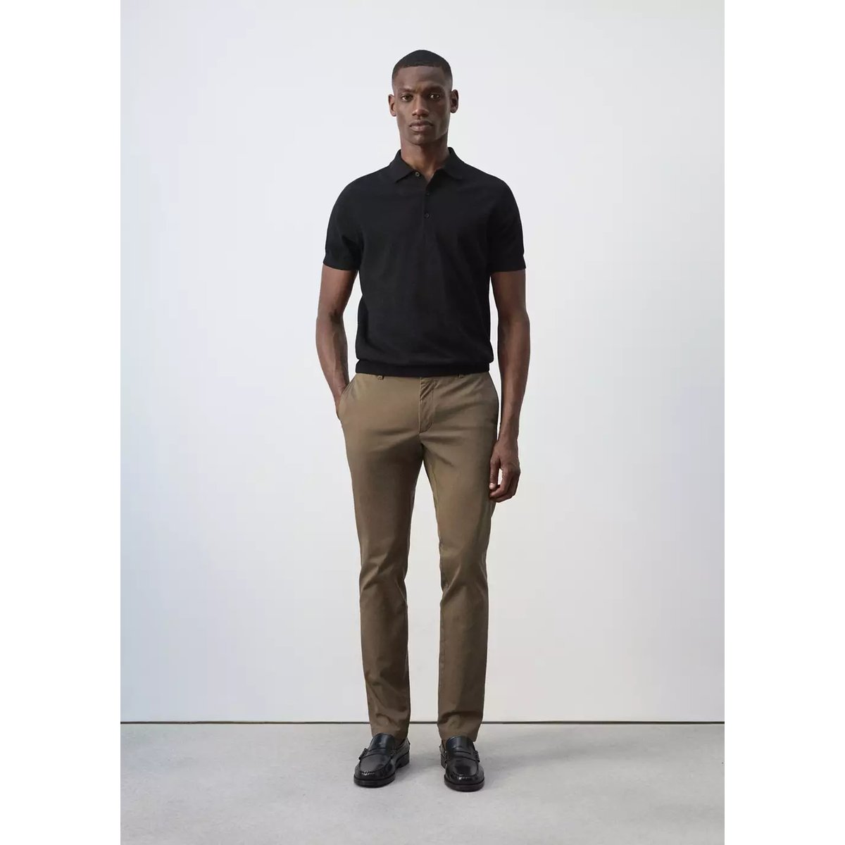 Pantalon Barna slim-fit en sergé marron, MANGO MAN