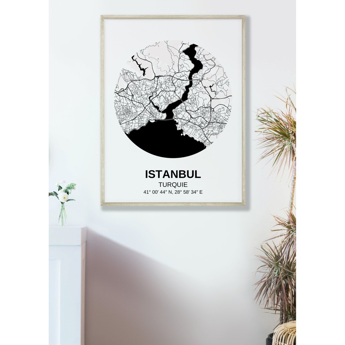 Affiche Carte Istanbul blanc, L'AFFICHERIE
