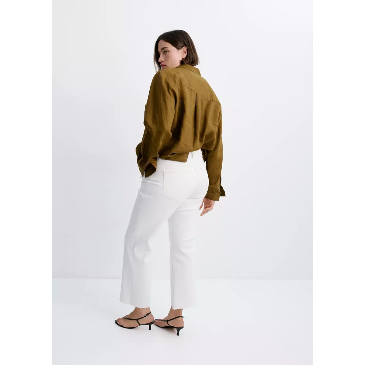 Jean Sienna flare crop blanc, MANGO