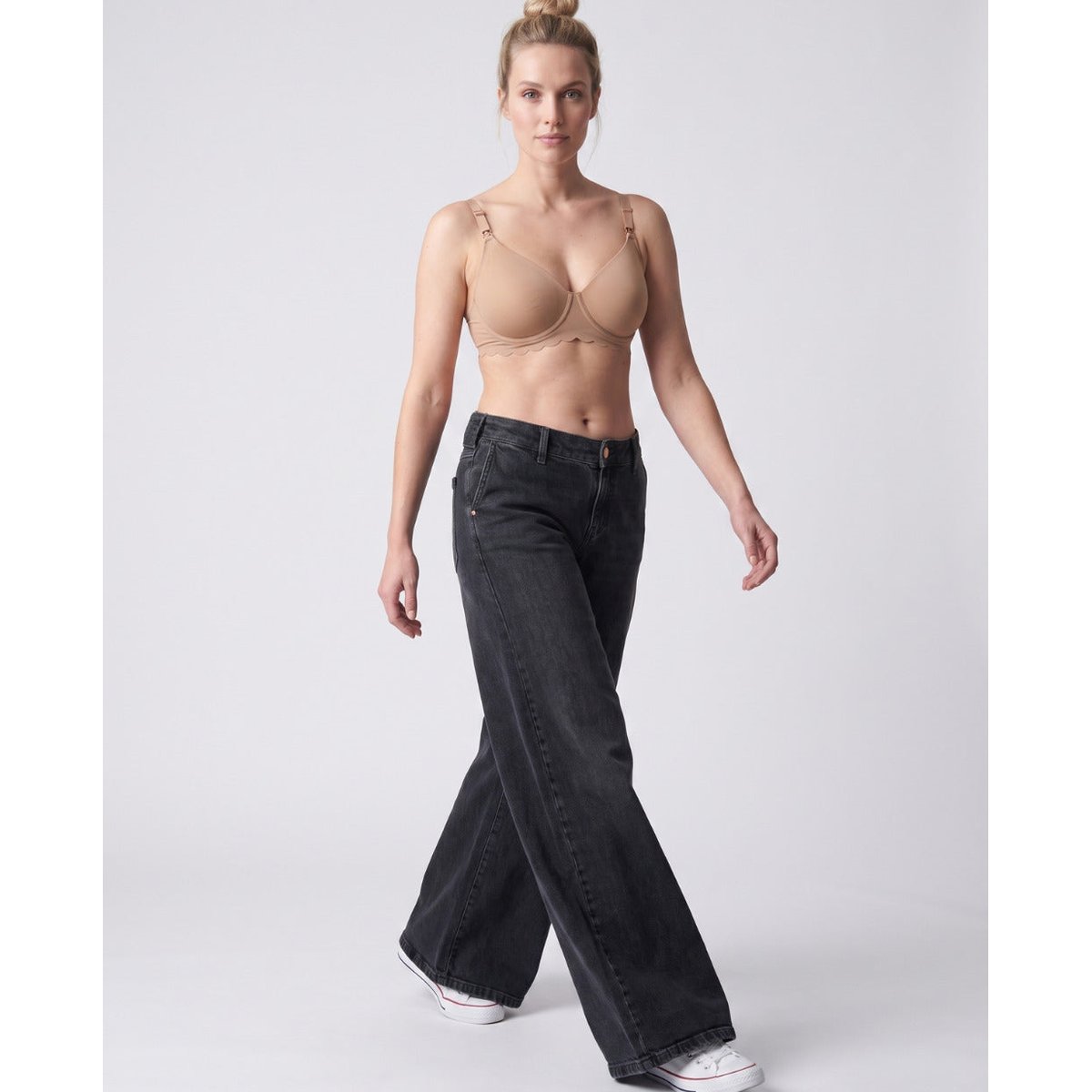 Jean de grossesse super wide leg Rodéo gris, CACHE COEUR