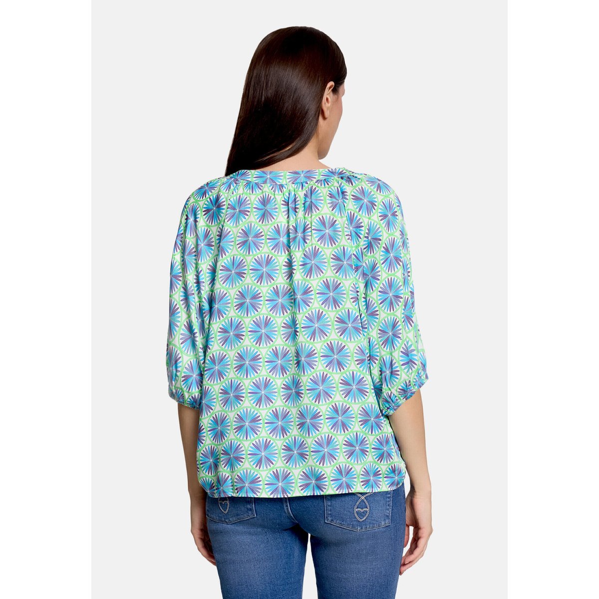 Blouse casual à fronce green/blue, CARTOON