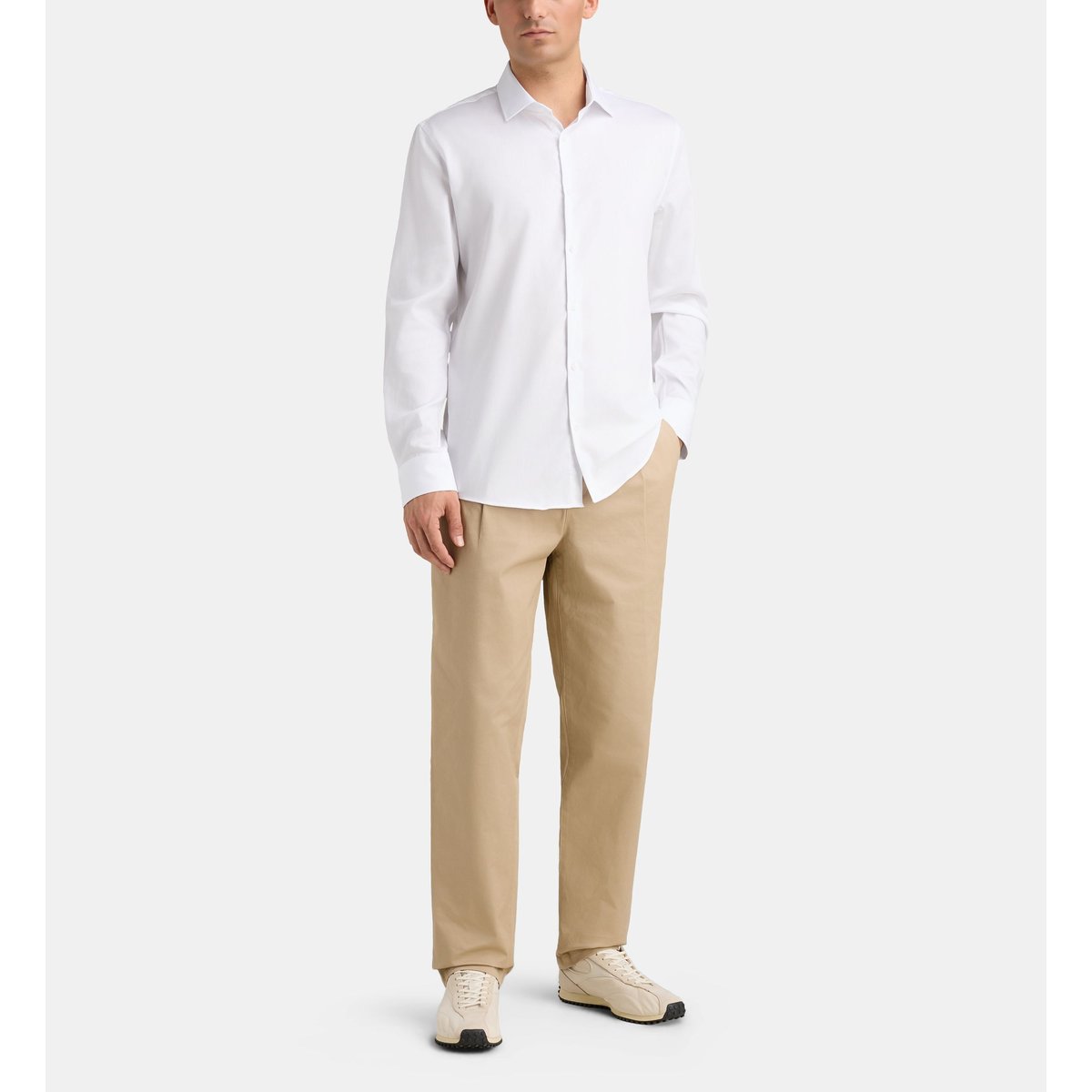 Chemise ajustée msrpin sans repassage coton blanc, GALERIES LAFAYETTE