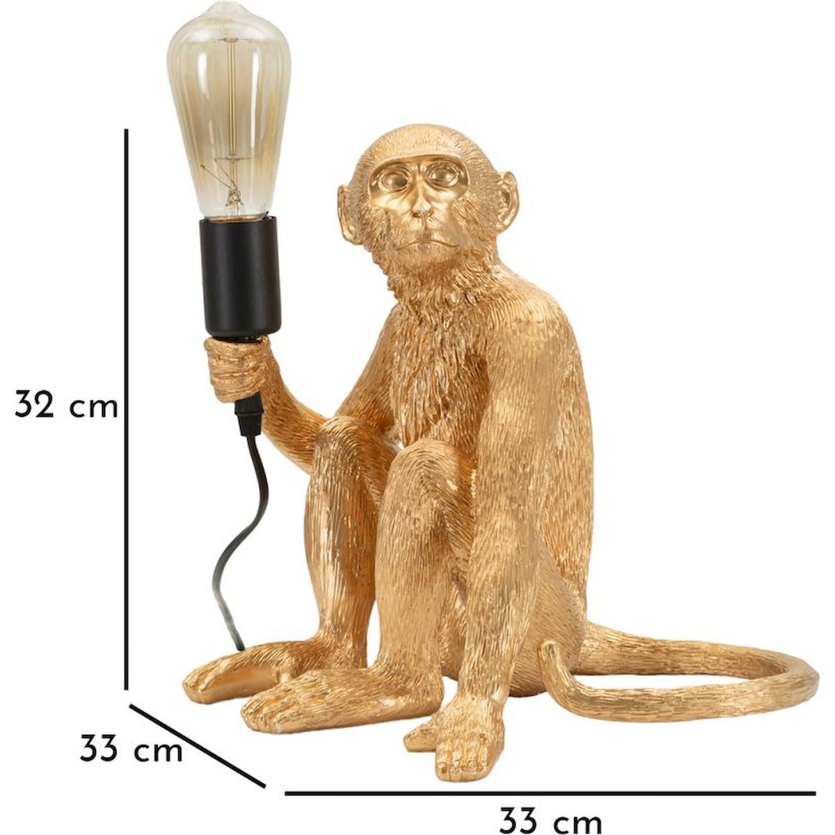 Lampe à poser singe sculpture GLAM doré, RECOLLECTION