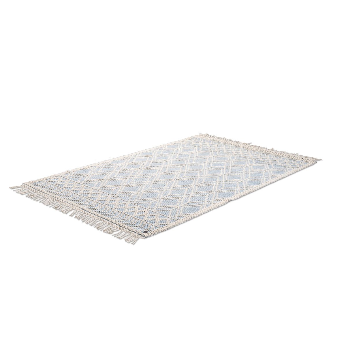 Tapis de salon en style scandinave - COLORED MACRAMÉ bleu, TOM TAILOR