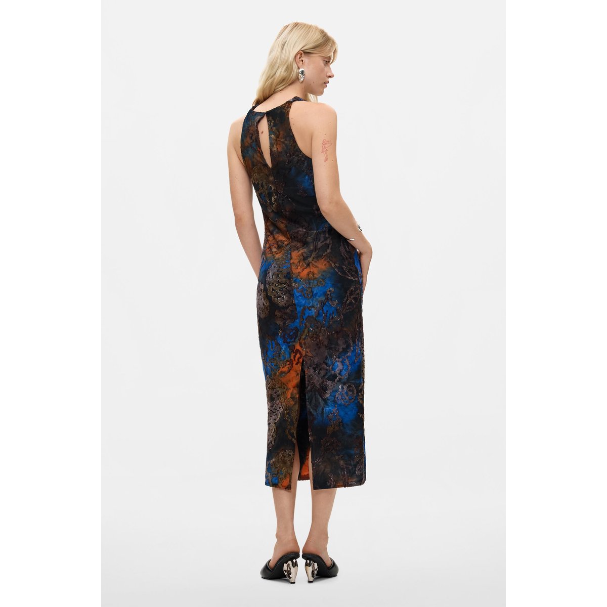 Robe à bretelles en maille bleu, DESIGUAL