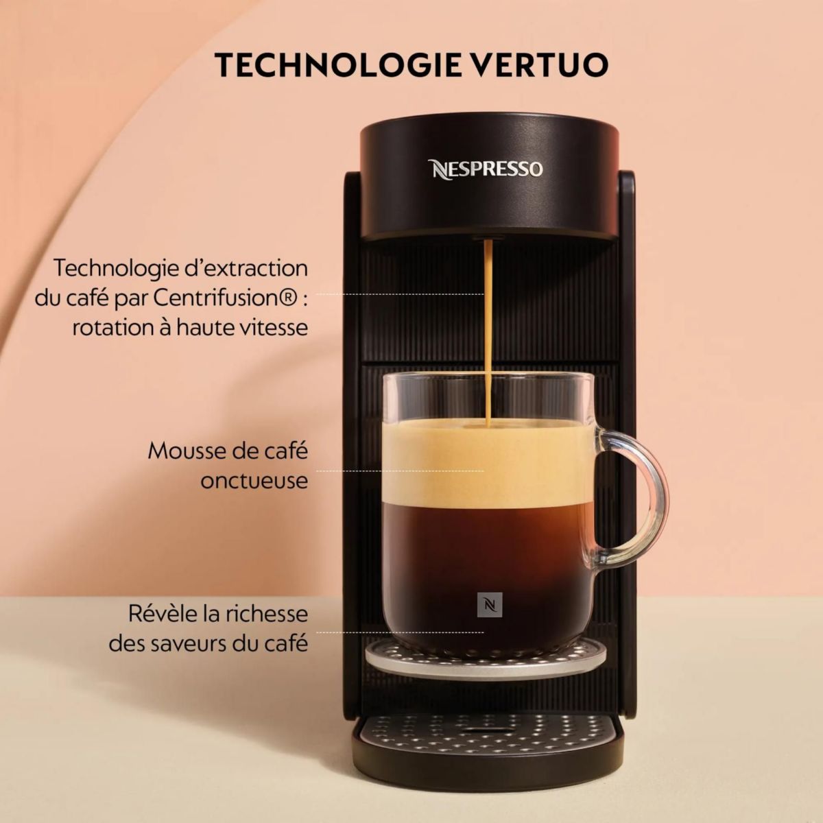 Cafetière à dosettes VERTUO UP Noire YY5859FD couleur unique, KRUPS