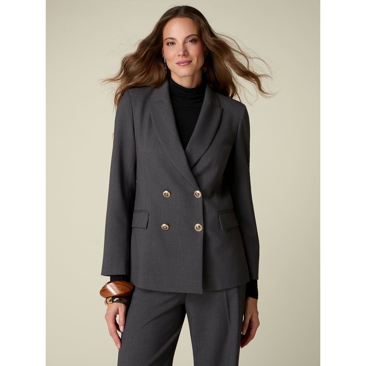 Blazer croisé avec boutons héraldiques gris, OLTRE