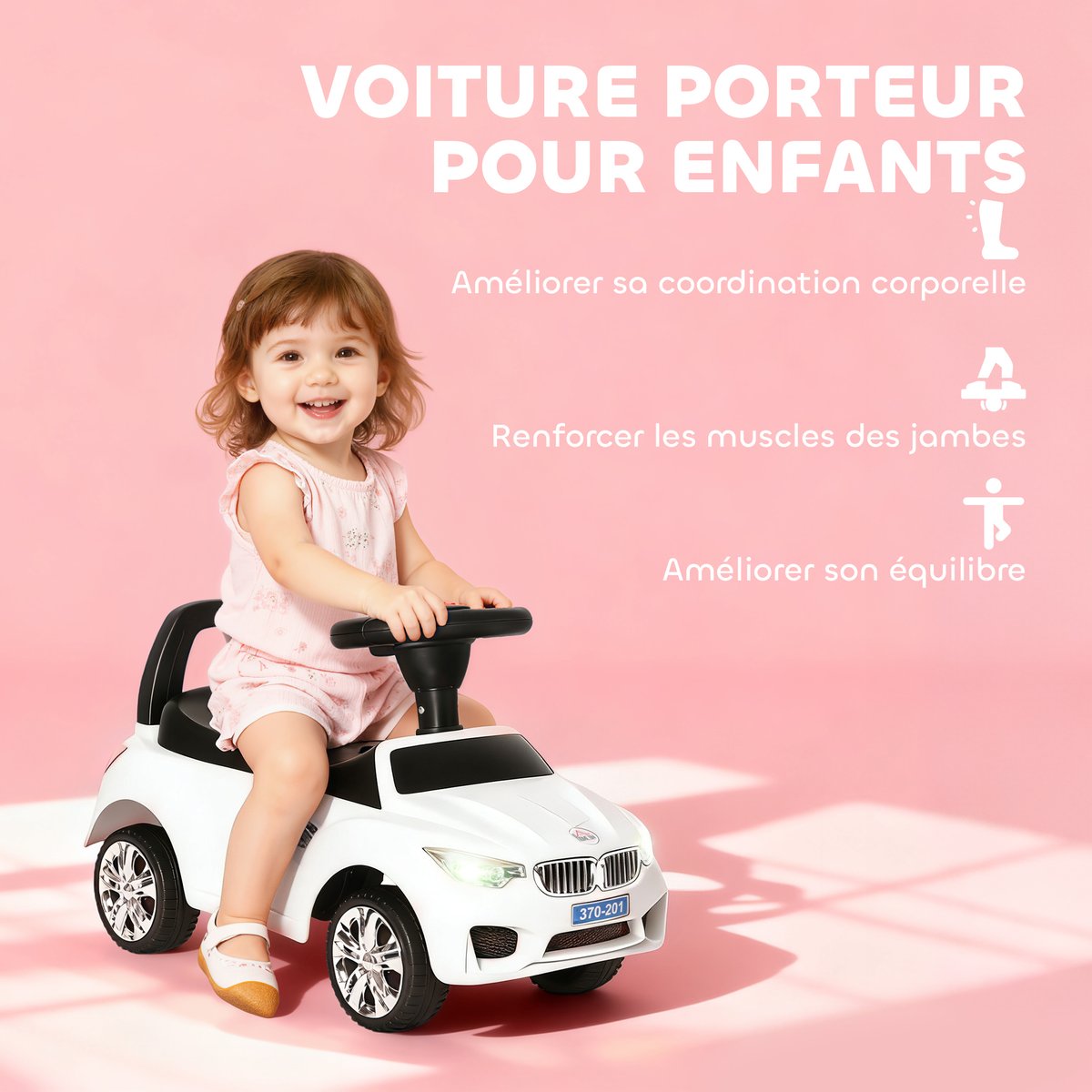 Voiture à glissière pour enfants PP Rouge blanc, HOMCOM