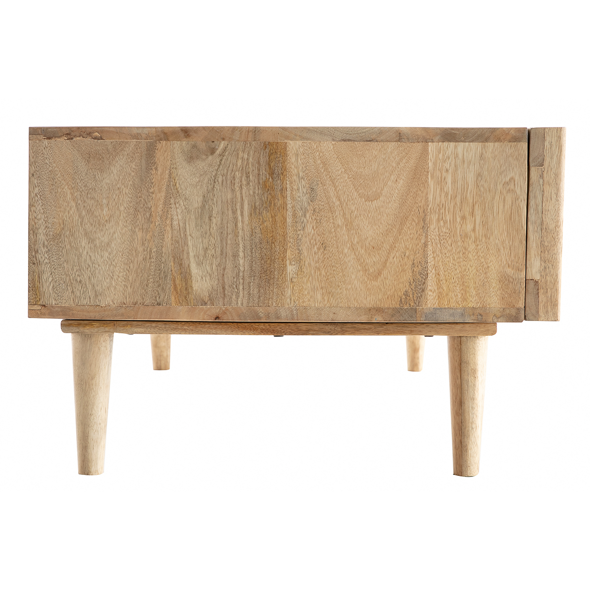 Table basse avec portes coulissantes bois manguier massif ALBA naturel, MILIBOO