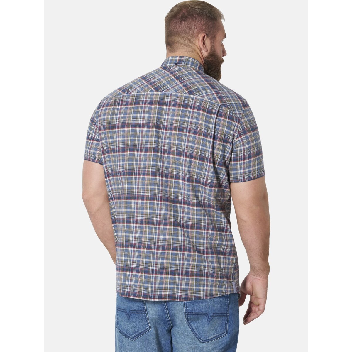 Chemise à manches courtes OHLDUR bleu à carreaux, JAN VANDERSTORM