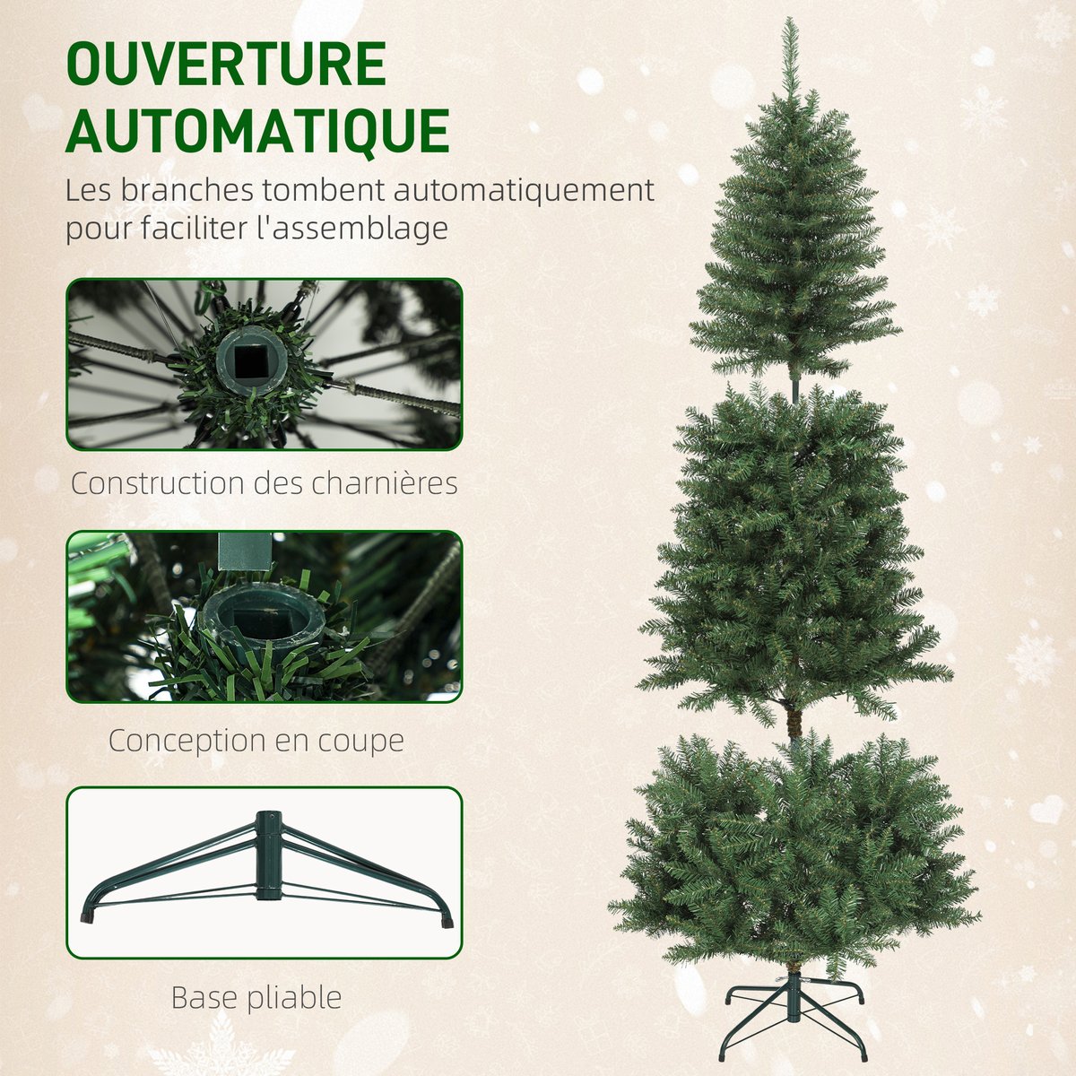 Sapin de Noël Plastique Vert vert, HOMCOM