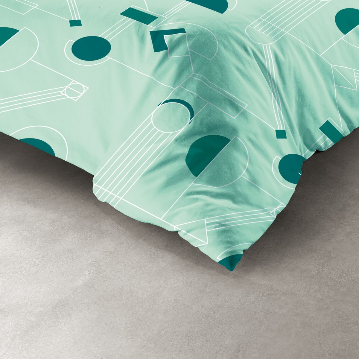 Parure de lit - housse de couette en microfibre imprimée vert, EDEN