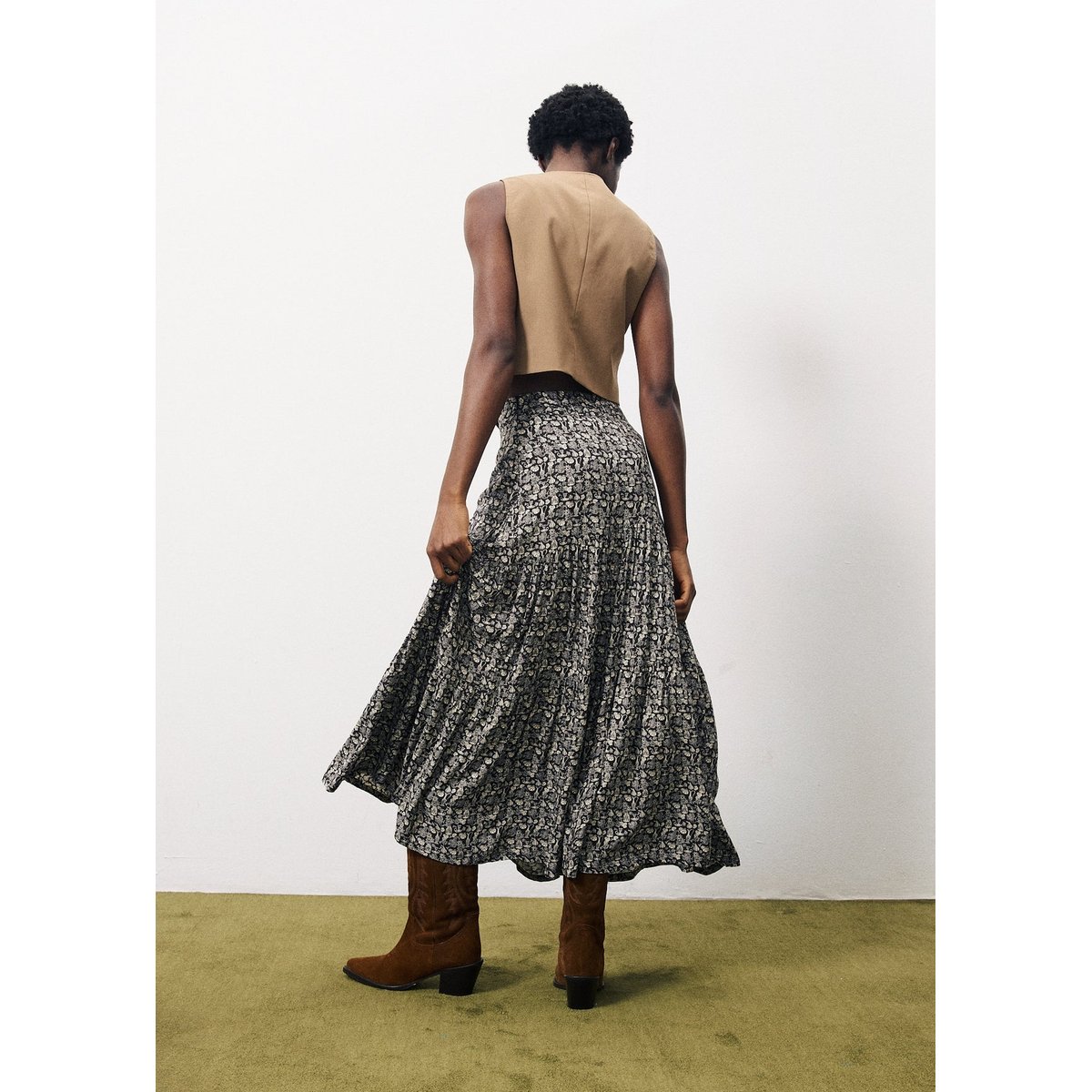 Jupe AUDREY flora marron chocolate, FRNCH