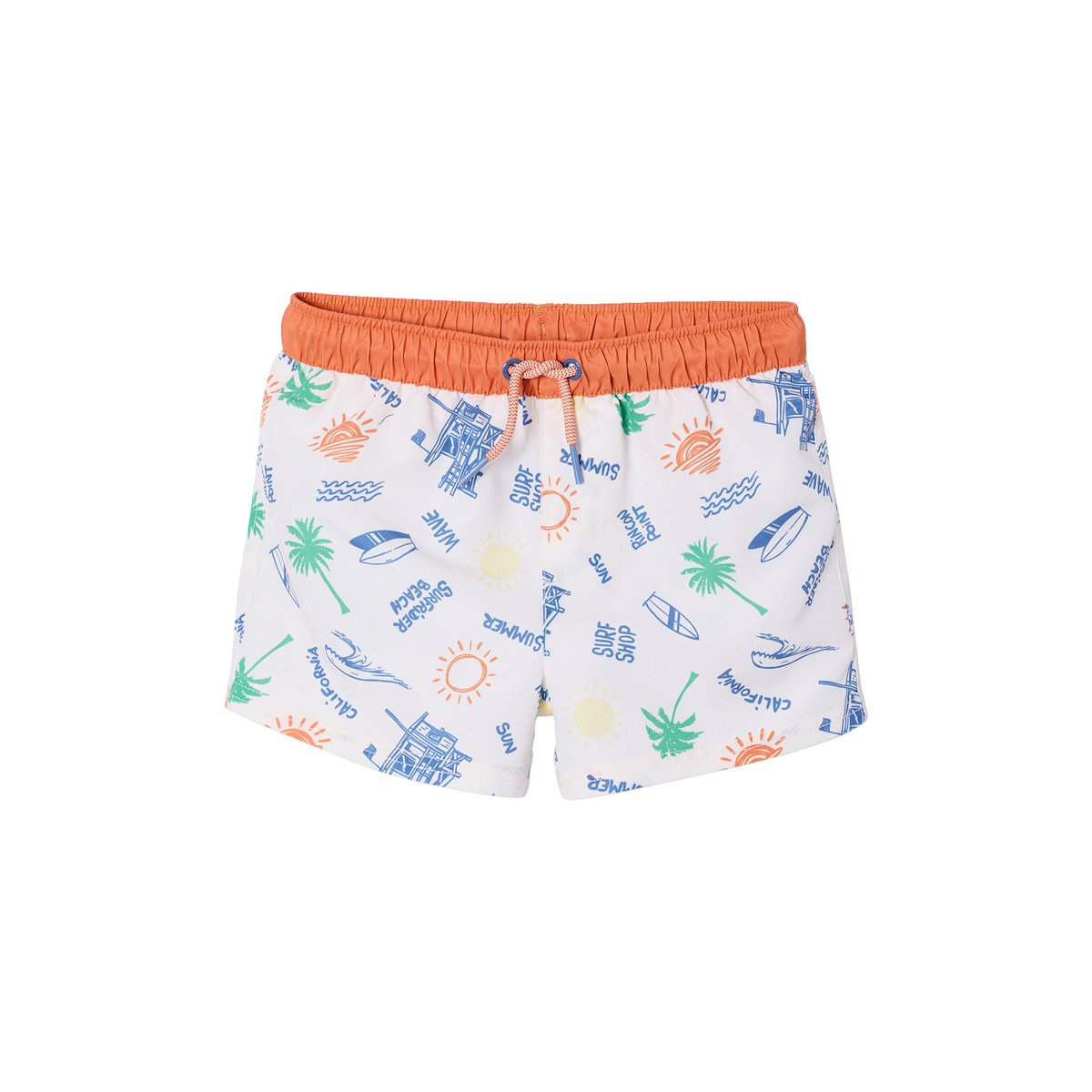 Short de bain surf blanc chiné, VERTBAUDET