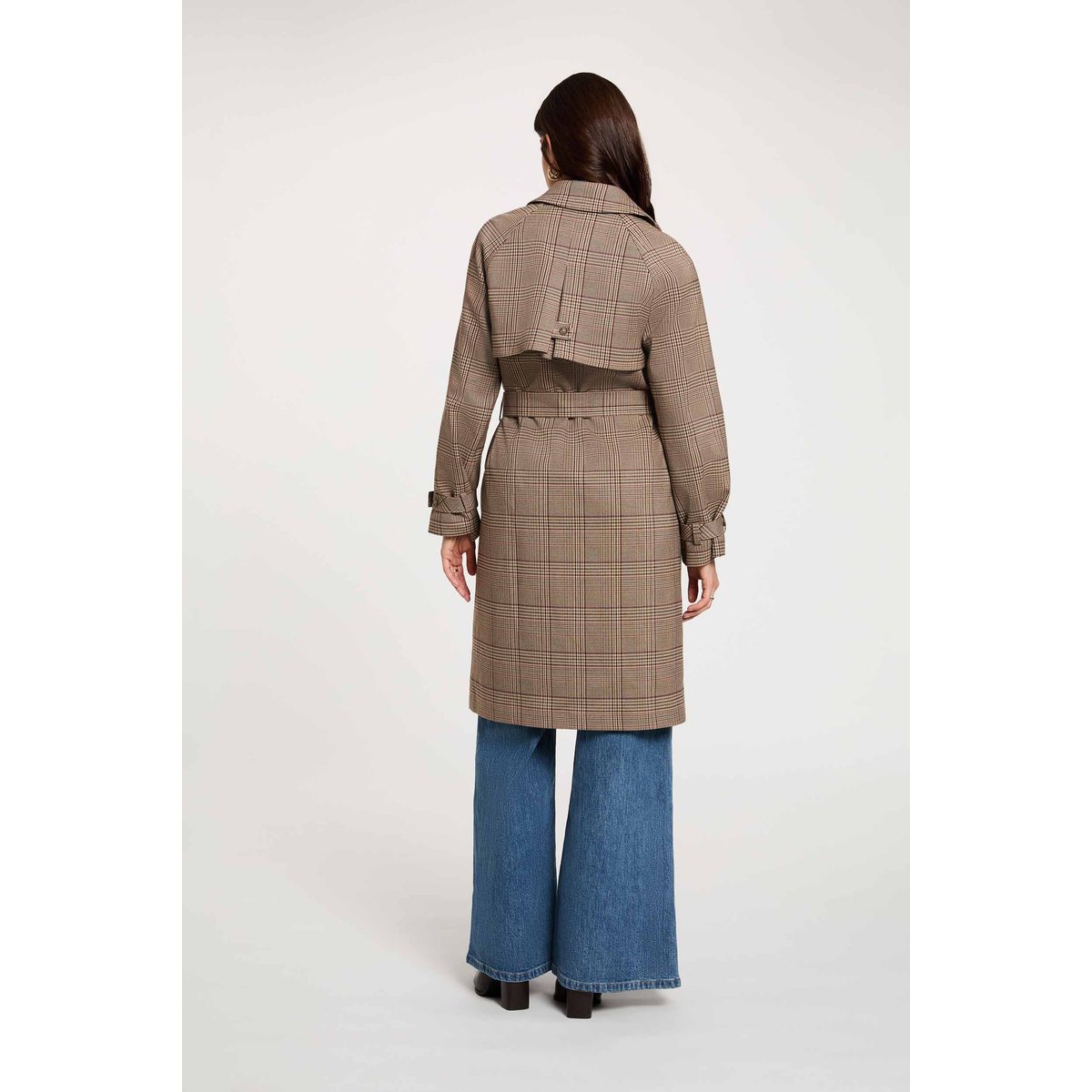 Trench long ceinturé multicolore, MORGAN