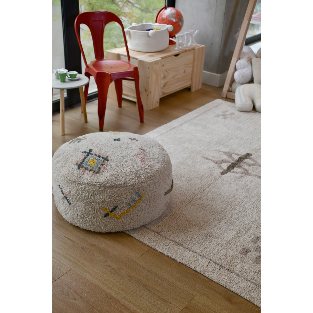 Tapis lavable en coton, RABAT marron, lin, beige, HAPPY DECOR KIDS