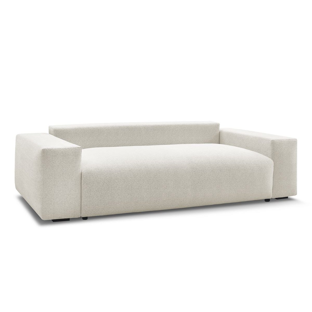 Canapé droit convertible 3 places en tissu chiné, VOLTAIRE blanc, BOBOCHIC