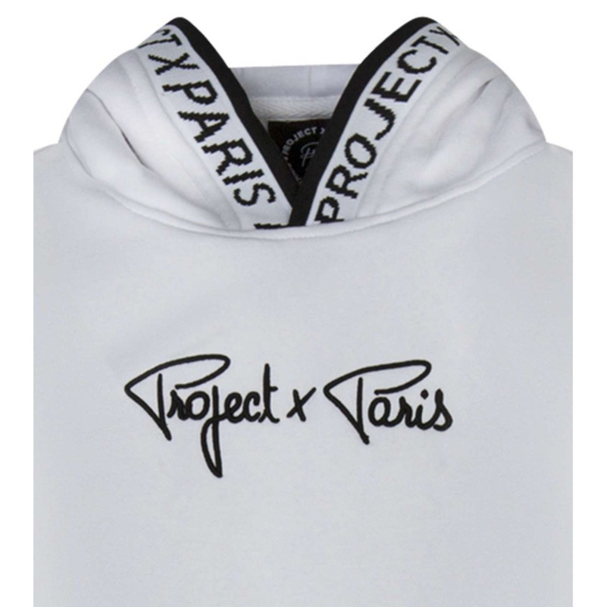 Sweat à capuche beige uni à coupe droite avec une grande poche blanc, PROJECT X