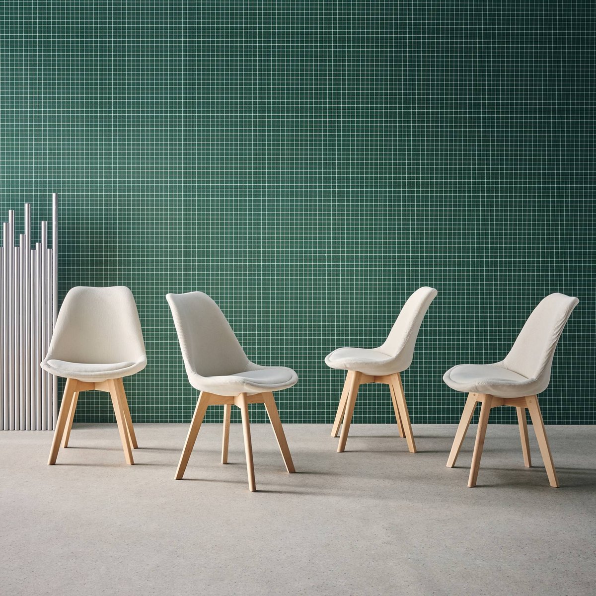 Chaise scandinave bois de hêtre et velours côtelé (lot de 4) NILS noir, SWEEEK