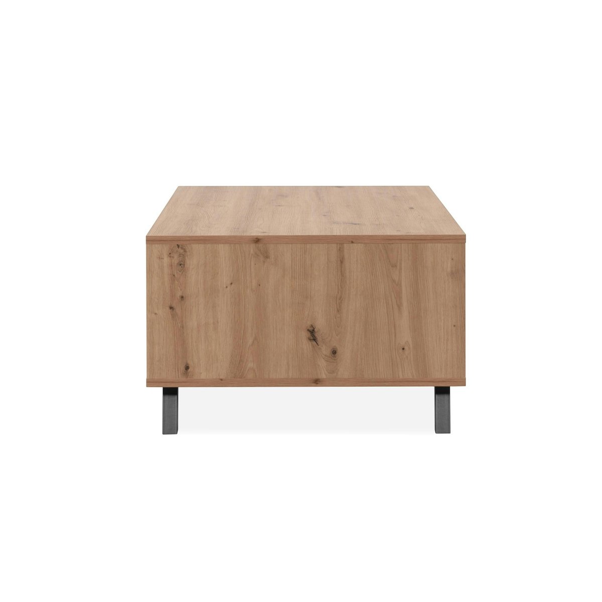 Table basse moderne 1 porte noire rainurée ALVA bois naturel, PIER IMPORT
