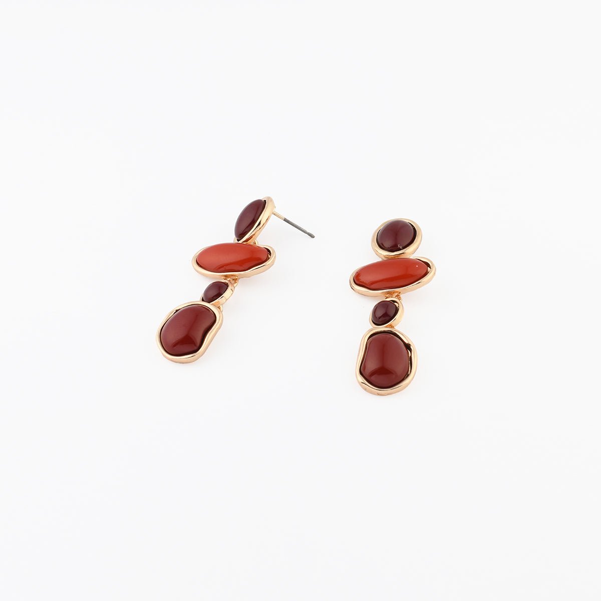 Boucles d'oreilles à cabochons bordeaux rouge, BALABOOSTE