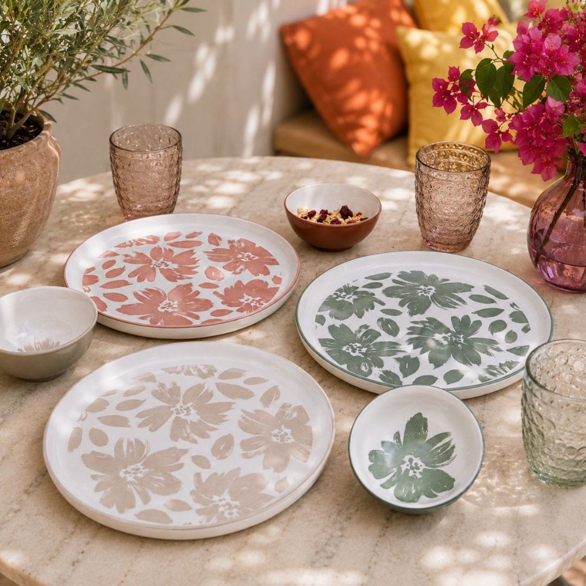Lot de 6 grandes assiettes, HANAE beige, ARTIME