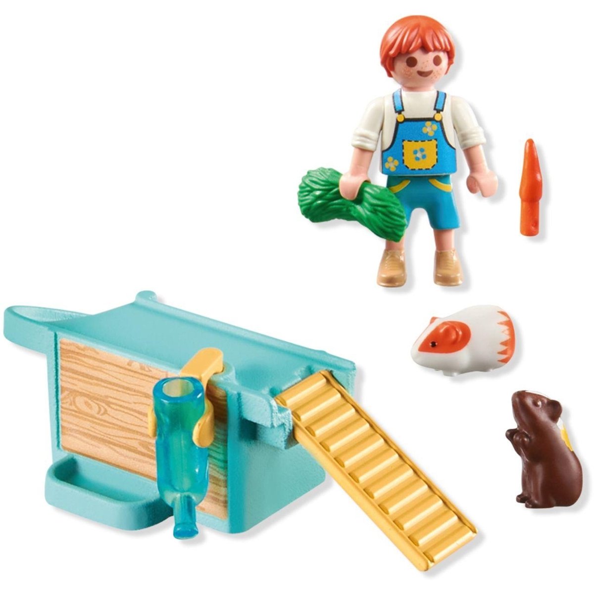 Enfant avec 2 cochons d'Inde et aire de jeux multicolore, PLAYMOBIL
